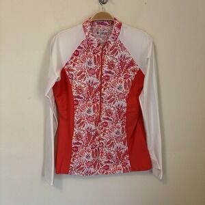 Coolibar Escalante Zip Rash Guard Upf 50+ Sun Protection Built Bra Top L